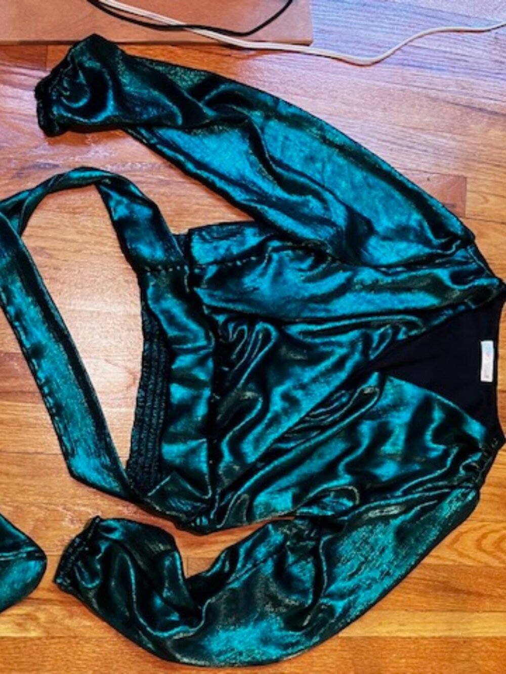 Intempo metallic green wrap top